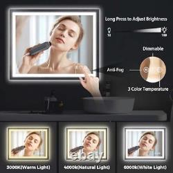 24x36 Front and Backlit LED Bathroom Mirror with Lights, Anti-Fog, 24x 36