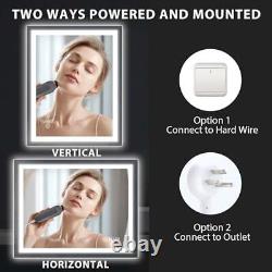 24x36 Front and Backlit LED Bathroom Mirror with Lights, Anti-Fog, 24x 36