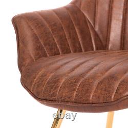 2PC PU Cushioned Living Dining Room Designer Armrest Chair Lounge Leisure Vanity