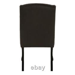 2PCS Brown Velvet Wing Back Dining Chairs Chesterfield Kitchen Seat Vanity Stool