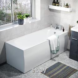 3 Piece Bathroom Suite Anthracite 600mm Vanity, WC, BTW Toilet & Straight Bath