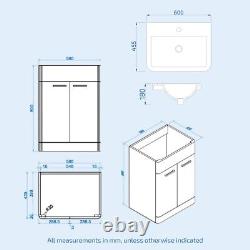 3 Piece Bathroom Suite Anthracite 600mm Vanity, WC, BTW Toilet & Straight Bath