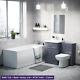 3 Piece Bathroom Suite Steel Grey 600mm Vanity, Wc, Btw Toilet & Straight Bath