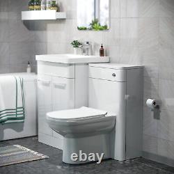 3-Piece High Gloss White Bathroom Suite 600mm Vanity, WC, BTW Toilet & Bath