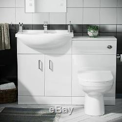 3 piece Back To Wall Toilet Basin Vanity Unit and Bath Bathroom Suite Debra