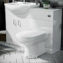 3 piece Back To Wall Toilet Basin Vanity Unit and Bath Bathroom Suite Debra