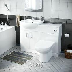 3 piece Bathroom Suite Back To Wall Toilet Basin Vanity Unit and Bath Laguna