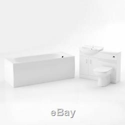 3 piece Bathroom Suite Back To Wall Toilet Basin Vanity Unit and Bath Laguna