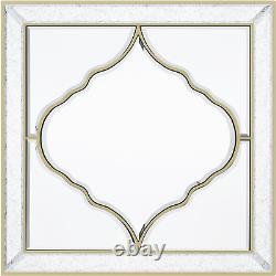 32 Inch Square Wall Mirror Large Rectangle Silver Glass Vanity with Decorative