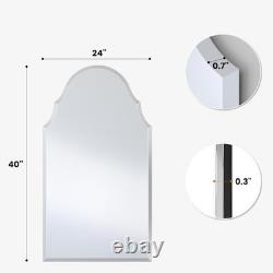 36 Frameless Arch Wall Beveled Bathroom Vanity Mirror with Back Support Panel