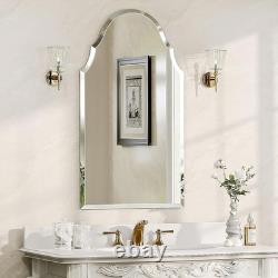 36 Frameless Arch Wall Beveled Bathroom Vanity Mirror with Back Support Panel