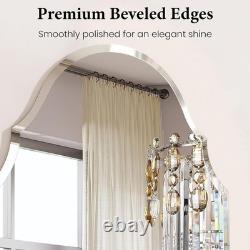 36 Frameless Arch Wall Beveled Bathroom Vanity Mirror with Back Support Panel