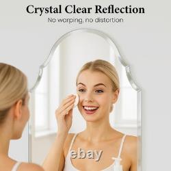36 Frameless Arch Wall Beveled Bathroom Vanity Mirror with Back Support Panel