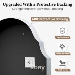 36 Frameless Arch Wall Beveled Bathroom Vanity Mirror with Back Support Panel