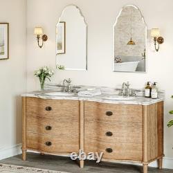 36 Frameless Arch Wall Beveled Bathroom Vanity Mirror with Back Support Panel