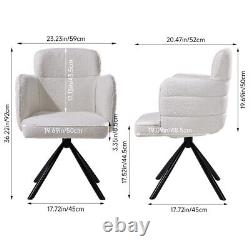 360° Swivel Accent Chair White Teddy Velvet Armchair T-Cushion Back Vanity Seat