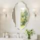 36x24 Bathroom Vanity Frameless Scalloped Oval Mirror With Back Support Panel