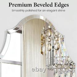 36x24 Bathroom Vanity Frameless Scalloped Oval Mirror with Back Support Panel