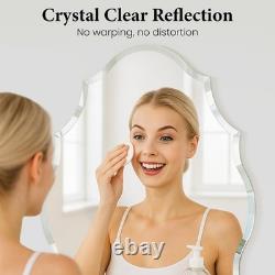 36x24 Bathroom Vanity Frameless Scalloped Oval Mirror with Back Support Panel