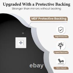 36x24 Bathroom Vanity Frameless Scalloped Oval Mirror with Back Support Panel