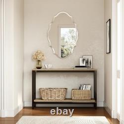 36x24 Bathroom Vanity Frameless Scalloped Oval Mirror with Back Support Panel