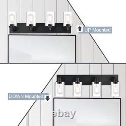4-Lights Vanity Light Fixtures in Black Finish, Industrial Bathroom Lighting ove