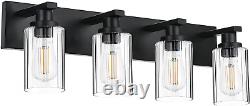 4-Lights Vanity Light Fixtures in Black Finish, Industrial Bathroom Lighting ove