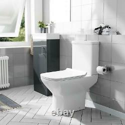400mm Floor Standing Vanity Gloss Dark Grey + Rimless Back Close Coupled Toilet