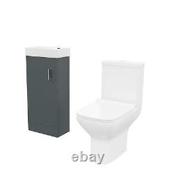 400mm Floor Standing Vanity Gloss Dark Grey + Rimless Back Close Coupled Toilet