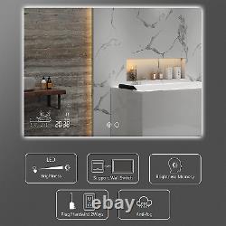 40X32 Inch Bathroom Smart Mirror, Anti-Fog Dimmable Wall Mounted Vanity LED Back