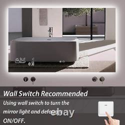 40X32 Inch Bathroom Smart Mirror, Anti-Fog Dimmable Wall Mounted Vanity LED Back