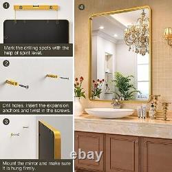 40x30 Inch Framed Bathroom Mirror for Wall, Modern Rectangle Wall 40x30 Gold