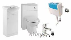 450mm Bathroom Cloakroom Vanity Unit Include Tap Back to Wall Unit & Toilet Pan