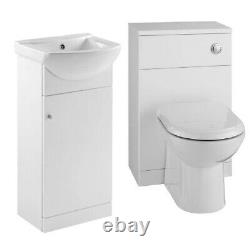 450mm Bathroom Vanity Cloakroom Unit with Back to Wall Unit & Toilet Pan