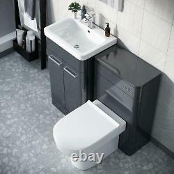 500mm Anthracite Vanity Cabinet with WC Unit And BTW Back To Wall Toilet Amie