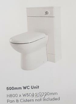 500mm Back To Wall WC Bathroom Furniture Vanity BTW Unit White