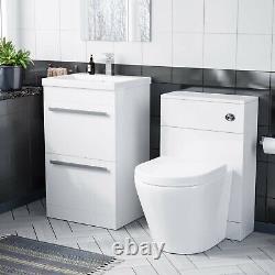 500mm Basin 2 Drawer Vanity Cabinet & WC Toilet Pan Combo Suite Nanuya