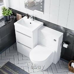 500mm Basin 2 Drawer Vanity Cabinet & WC Toilet Pan Combo Suite Nanuya