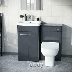 500mm Grey Vanity Cabinet and WC Unit with Back TO Wall WC Toilet Afern