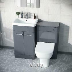 500mm Steel Grey Vanity Cabinet and WC Unit with Back TO Wall WC Toilet Afern