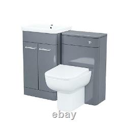 500mm Steel Grey Vanity Cabinet and WC Unit with Back TO Wall WC Toilet Afern