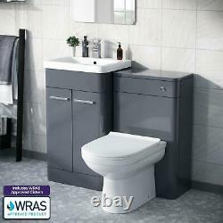500mm Steel Grey Vanity Cabinet with WC Unit And Back To Wall Toilet Amie