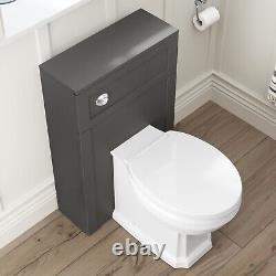 500mm Traditional Graphite Grey Slimline Back To Wall Unit & toilet Pan seat Wc