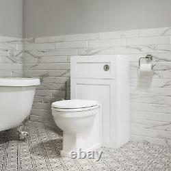 500mm Traditional Matt White Back To Wall Unit & toilet Pan seat Wc