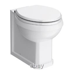 500mm Traditional Matt White Back To Wall Unit & toilet Pan seat Wc