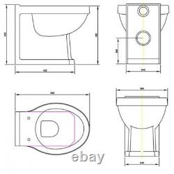 500mm Traditional Matt White Back To Wall Unit & toilet Pan seat Wc