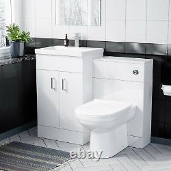 500mm Vanity Basin Unit & WC Unit and Back to Wall Toilet Pan Soft Close Nanuya