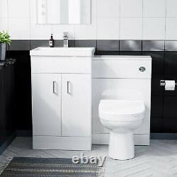 500mm Vanity Basin Unit & WC Unit and Back to Wall Toilet Pan Soft Close Nanuya