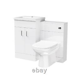 500mm Vanity Basin Unit & WC Unit and Back to Wall Toilet Pan Soft Close Nanuya