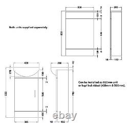 500mm Vanity Unit Basin Back to Wall Toilet Cistern Black Plate Tap & Waste